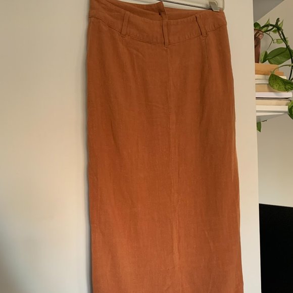 ASOS DESIGN Linen Column Midi Skirt - Picture 3 of 4